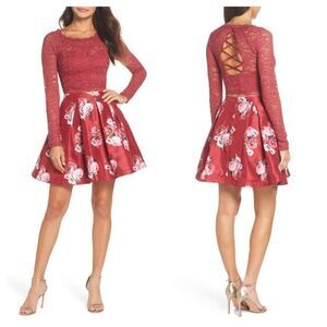 Sequin Hearts Floral & Lace Two-Piece Dress
